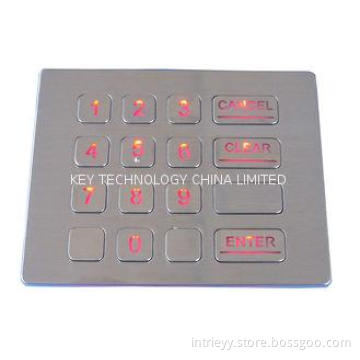Industrial dust-proof numeric keypad with short travel keys